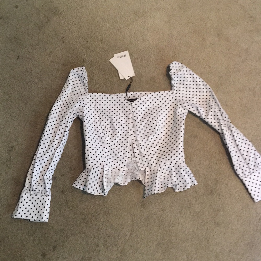 Polka dotted button up blouse